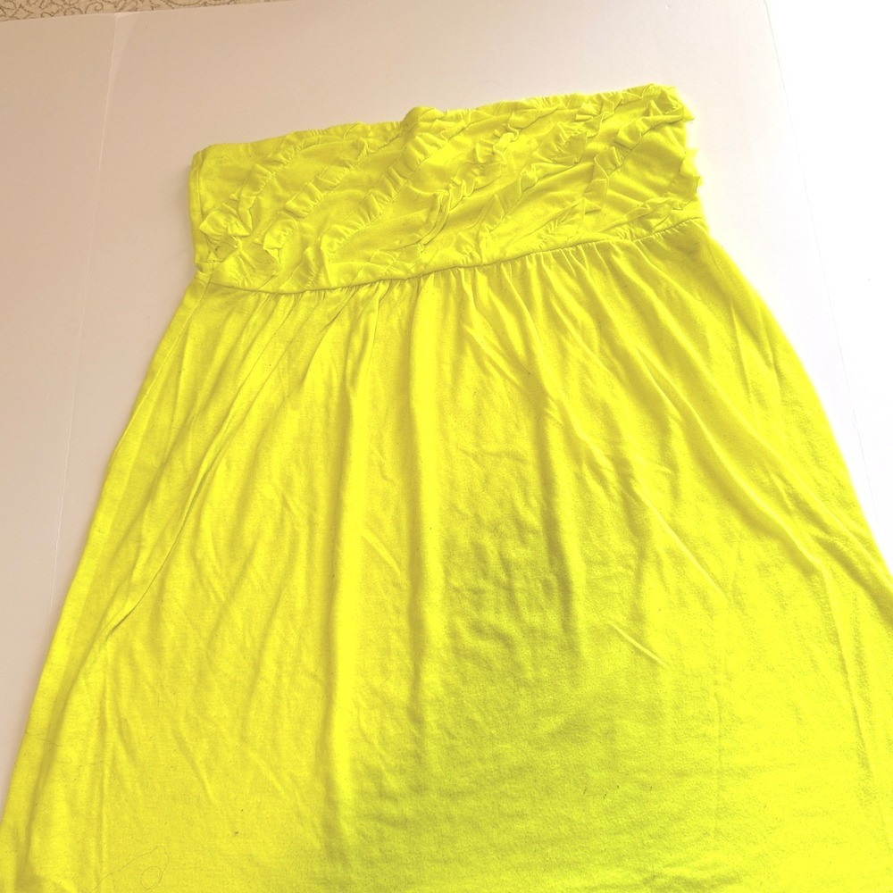 OP Acid Yellow Neon Swim Cover Up Strapless Ruffle Trim XXL 2XG 19